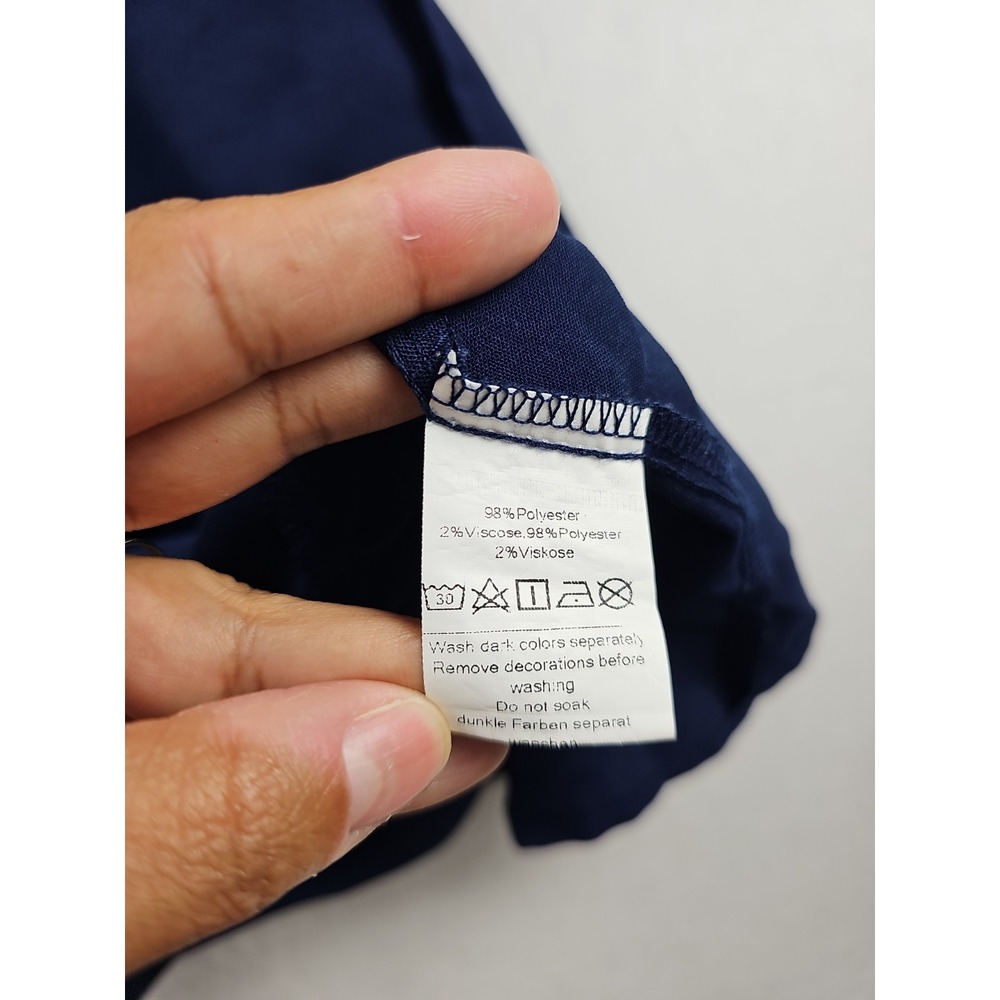 Jasambac Women's Navy Blue Dress Short Sleeve Elastic Waist Size L - Picture 4 of 10